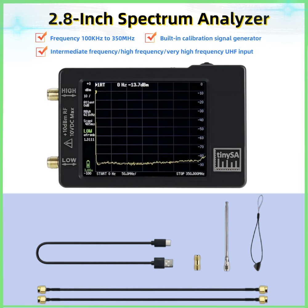 Signal Generator Spectrum Analyzer - TinySA 100khz-960mhz Spectrum Analyzer, 2.8-inch Screen